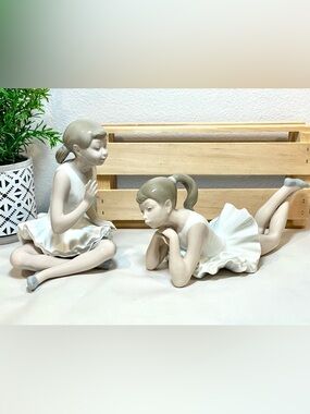(2)-Lladró Nao Retired Ballerinas | “Pensive Ballet” | “Attentive Ballet” | EUC